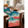 thumbnail image 4 of Abstract Mountains Table Runner, Red Green Gradient Color Blocks Modern Cotton Linen Kitchen Table Decoration Washable Dining Tabletop Runners for Home Party Decor 13x60 Inches, 4 of 9
