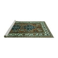 thumbnail image 2 of Ahgly Company Machine Washable Indoor Square Persian Turquoise Blue Traditional Area Rugs, 4' Square, 2 of 4