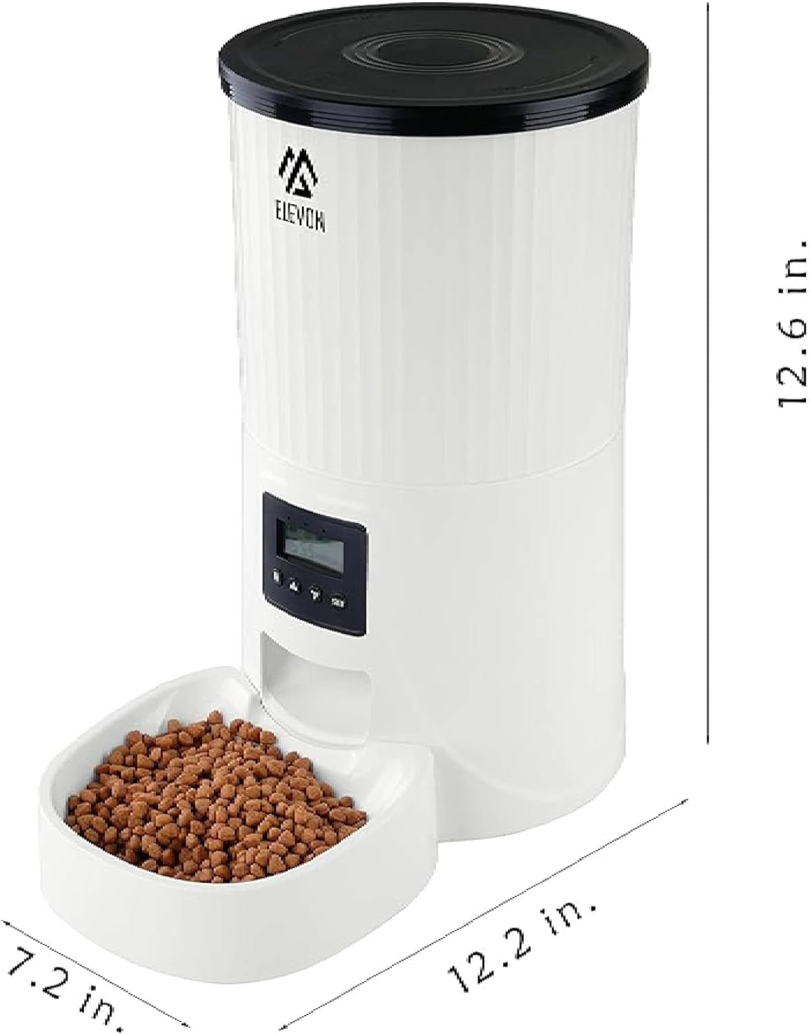 Elevon 4L Automatic Cat and Dog Feeder – Smart Food Dispenser with Portion Control, 10s Voice Recorder, Programmable Timer & Desiccant Bag, White