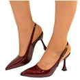 thumbnail image 5 of Miluxas Womens Slingback Kitten Heels Buckle Closed Pointed Toe Slip on Work Pumps Fashion Dress Shoes Wine 9(42), 5 of 9