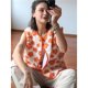 thumbnail image 4 of Chaleco Informal Sin Mangas para Mujer, con Estampado Floral, Botones y Bolsillos. Naranja L, 4 of 10