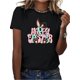 thumbnail image 1 of Women's Easter Bunny Graphic T-Shirt - Casual Crew Neck, Short Sleeve, Machine Washable - White with Colorful Lettering and Rabbit Design, Perfect for Spring, Summer Top|Easter Themed|Knit Texture, 1 of 8