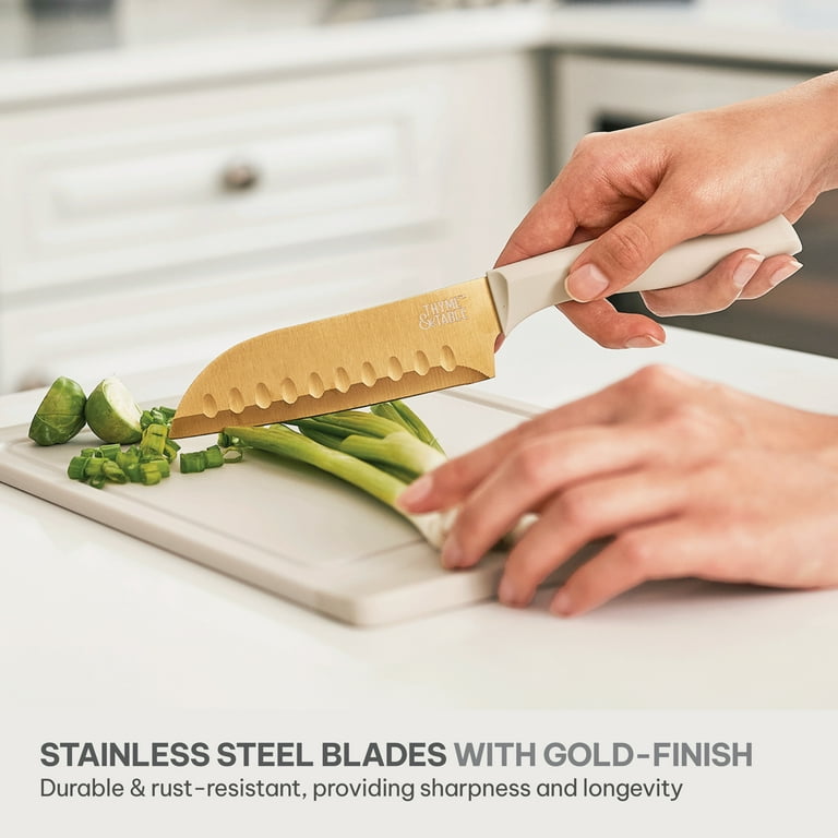 Thyme & Table 20 Piece Stainless Steel Gold Knife and Cutting