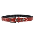 thumbnail image 3 of Punk riveted rock, denim belt, red crocodile pattern embossed PU material Men's belt, punk style denim belt for men and women - the best choice for gifting, Rock Fashion, Edgy Design, Stylish Buckle, 3 of 10