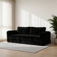 thumbnail image 2 of 76" Convertible Futon Sofa Bed,Folding Boneless Floor Couch with Deep Seat,Cloud Corduroy Fold Out Sleeper Sofa with Memory Foam Cushion for Living Room,Bedroom,Black, 2 of 8