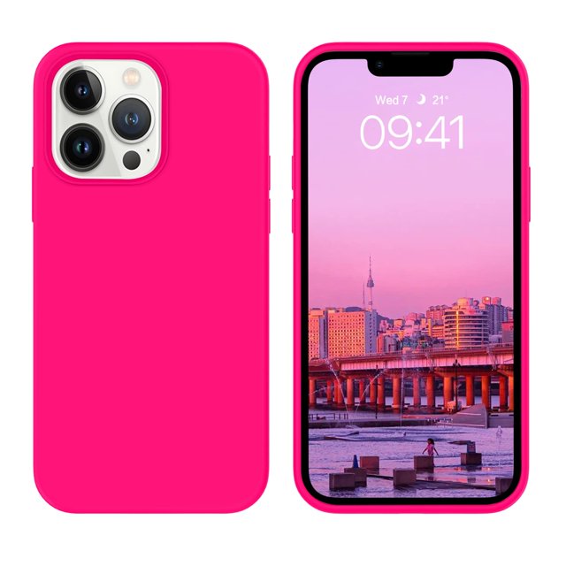 Funda de teléfono BENTOBEN para iPhone 13 Pro 6.1 - Silicona rosa intenso