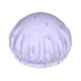 thumbnail image 1 of YFYANG Femmes Double Imperméable Douche Cap, Violet Simple Motif de Fleurs Réutilisables Cap pour Tous les Styles de Cheveux et les Tailles de Tête, 1 of 6