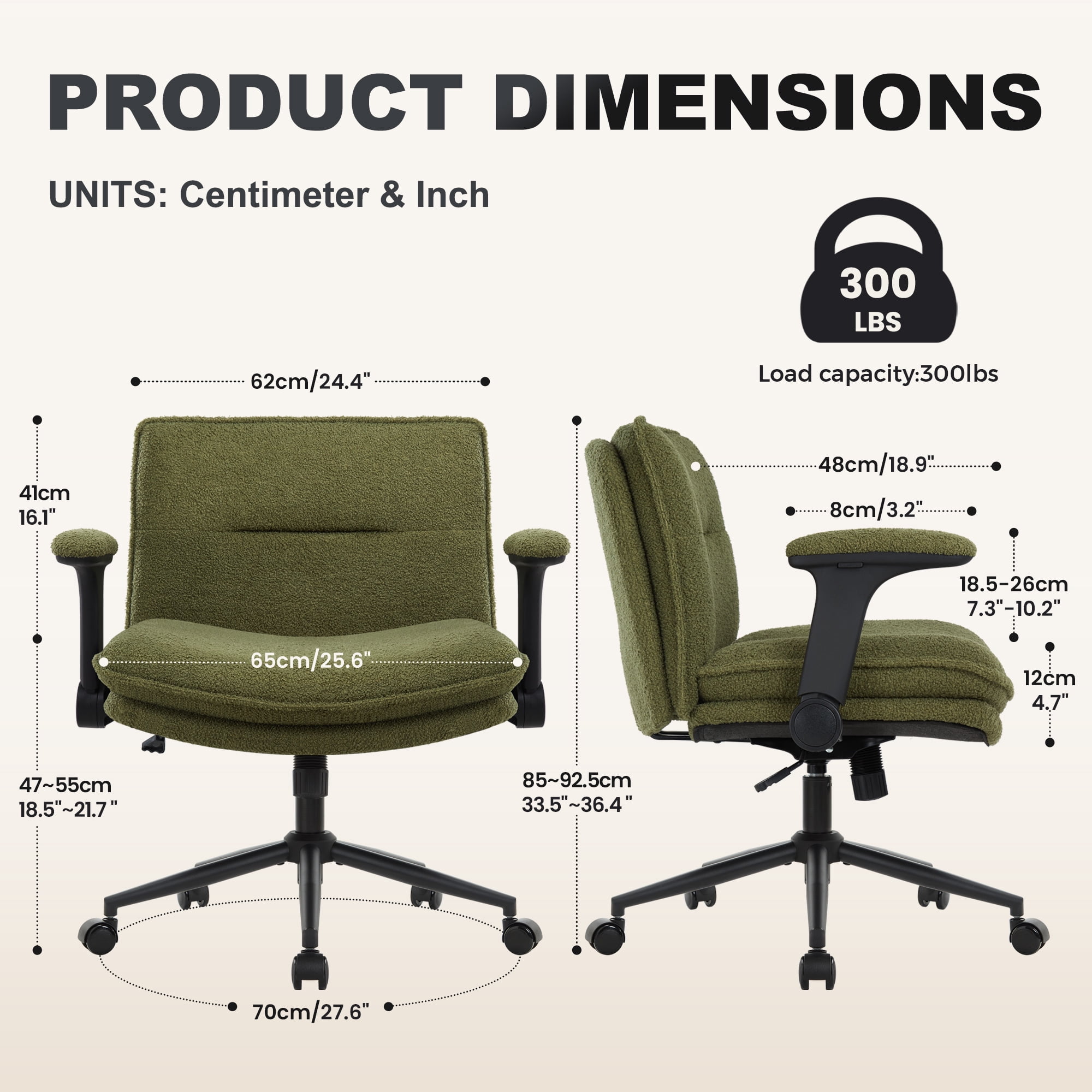 Criss Cross Chair with Wheels and Flip-Up Arms,Cross Legged Office Chair, Ergonomic Desk Chairs with Fabric Padded, Height Adjustable Wide Seat Swivel Chair for Home Office, Bedroom Vanity