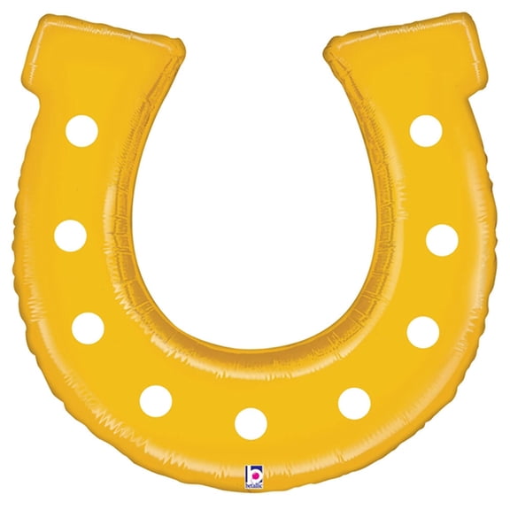 38 inch Golden Horseshoe Foil Mylar Balloon - Party Supplies Decorations