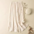 thumbnail image 2 of Women Casual Pants Elegant Plus Size Lightweight Stretch Summer Wide Leg Pants Beige M, 2 of 6