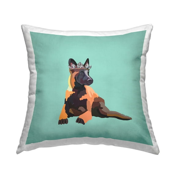 Stupell Industries German Shepherd & Crown Decorative Printed Throw Pillow Design by Amelia Noyes