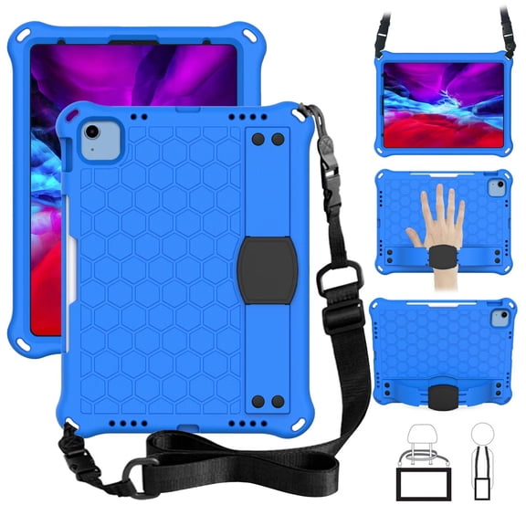Case For iPad Pro 11 inch M4 (2024)/Air 11 M2 (2024)/Air 11" M3 (2025) Lightweight Contrast Color Cover With Pen Holder and Shoulder Strap