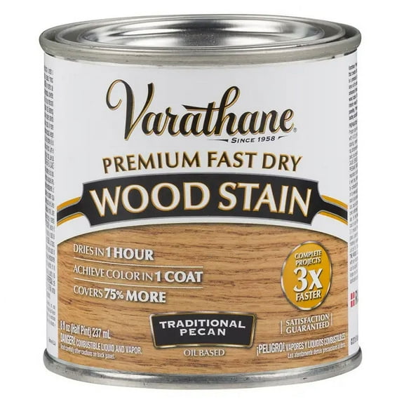 1/2 pt Rust-Oleum 262032 Traditional Pecan Varathane Premium Fast Dry Wood Stain