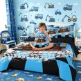 thumbnail image 5 of meiyoeat Cool Steam Train 7-Piece Twin Bedding for Boys,Retro Locomotive Graphic Bedding Comforter Set,Blue,Reversible, 5 of 6