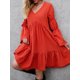 thumbnail image 4 of Vestido de mujer de manga larga con escote en V y corte en A para vacaciones, 4 of 8