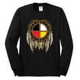 thumbnail image 2 of Wild Bobby, Medicine Wheel Dreamcatcher Native American Pop Culture Mens Long Sleeve Shirt, Black, Small, 2 of 3