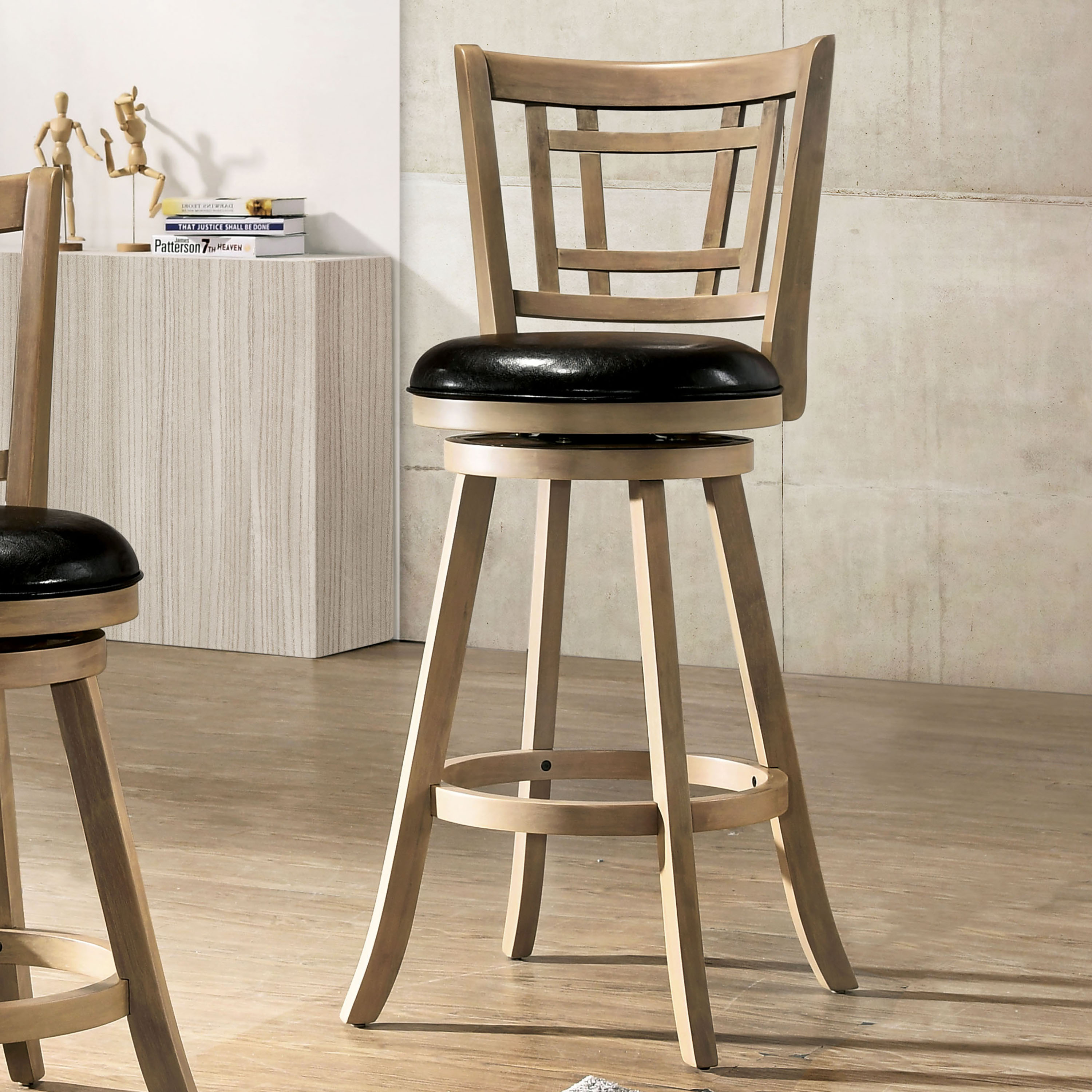 Furniture of America Hillcrest Wood 29-in Swivel Barstool, Maple