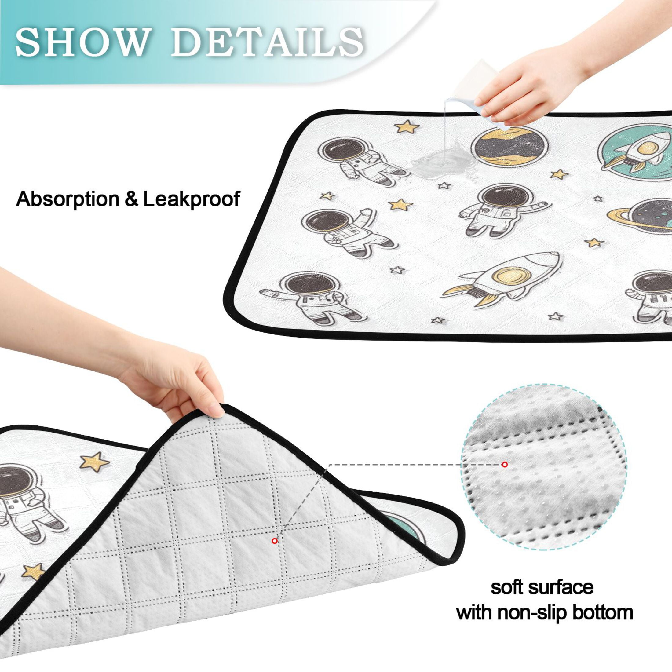 Washable Pet Pee Pads with Super Absorbent Reusable Training Pads for Dogs & Cats Astronauts in Space