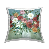 Stupell Industries Round Peonies Assortment Decorative Printed Throw Pillow Design by Carol Robinson.