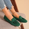 thumbnail image 4 of Suede Loafers Sneakers for Women Memory Foam Tassel Slip on Shoes Lightweight Non Slip Fashion Dress Footwear Green Size 6.5, 4 of 6