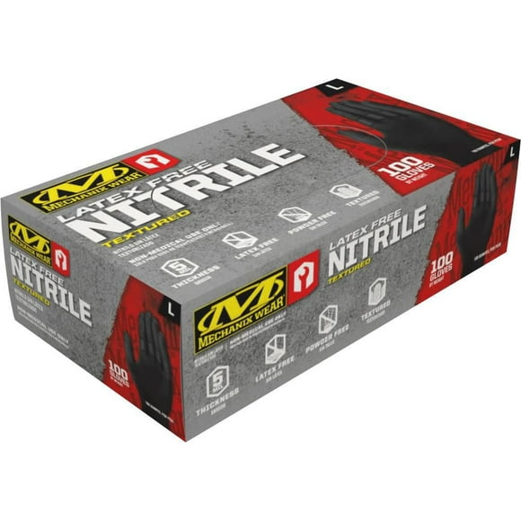 Mechanix Wear HD Nitrile 5 Mil Disposable Gloves - 100 PK (Medium, Black)
