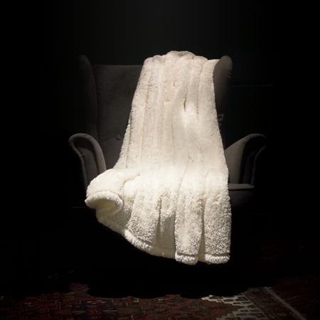 Standard Size Floral White Faux Fur Sherpa Throw Blanket (52'' by 60'') Fleece for (Best Faux Fur Blanket)