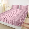 thumbnail image 3 of Feelyou Pink Western Aztec Full Size Sheets for Women, Boho Triangle Square Bed Sheets, Hippie Mandala Style Sheet Sets, Super Cozy Room Decor, 4-Piece, 3 of 7