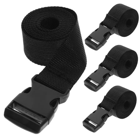 WORGEOUS  4 Pcs Retractable Ratchet Straps Clip Adjustable Car Belt Replacement Label Black