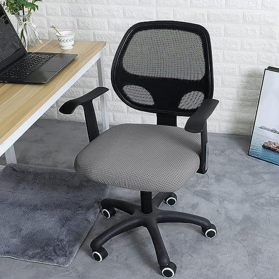Zhuge Office Desk Chair Seat Covers Stretch Water Resistant Jacquard Computer Chair Seat Cushion Slipcovers-Grey