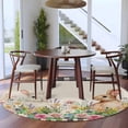 thumbnail image 3 of Easter Bunny Round Area Rug 8Ft Washable Large Circle Rugs for Living Room Dorm, Spring Flowers Leaves Cute Rabbits Pastoral Plants Non-Slip Carpet Floor Mats Indoor Outdoor Carpet Runner Home Decor, 3 of 8