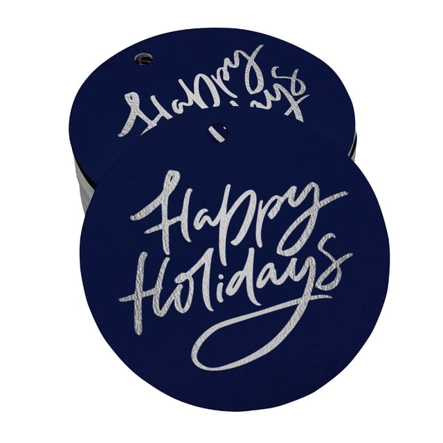 Inkdotpot Real Silver Foil Happy Holiday Tags Favor Hang Paper Tags 100 Pieces