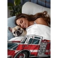 thumbnail image 3 of Red Fire Truck Twim Size Flat Sheet, Wrinkleproof & Fadeproof Cooling Flat Bed Sheet Only, Funny Cute Car Breathable Soft Bedding Top Sheets 66 x 96 Inches, 3 of 8