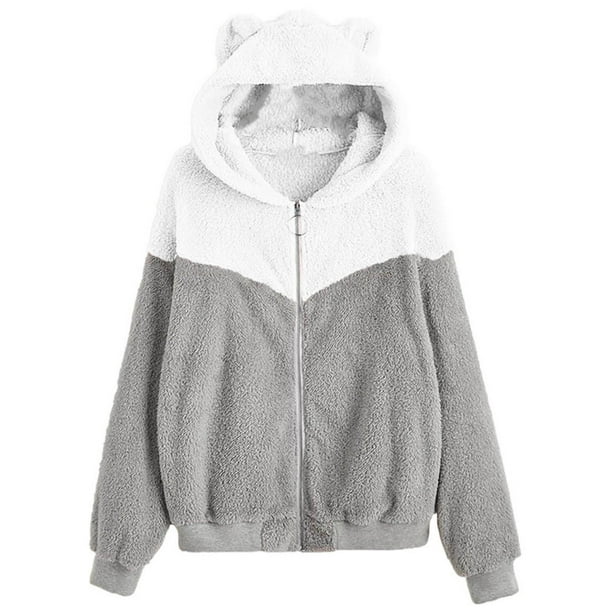 Moda mujer Patchwork cremallera invierno alargado felpa manga larga prendas de vestir Fridja BV0+381