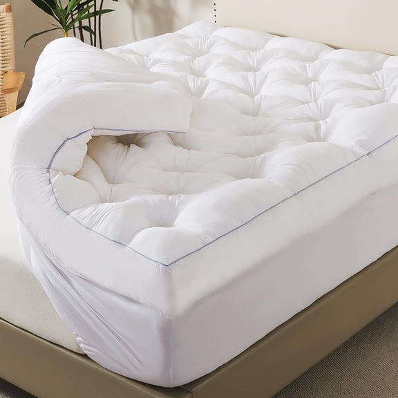 5 Inch Memory Foam Mattress Topper (Queen, 60x80),Deep Pocket | 2000GSM Fluffy Shredded Memory Foam Filled, Extra Soft Pillow Top for Back Pain Relief, Thick & Supportive Bed Topper