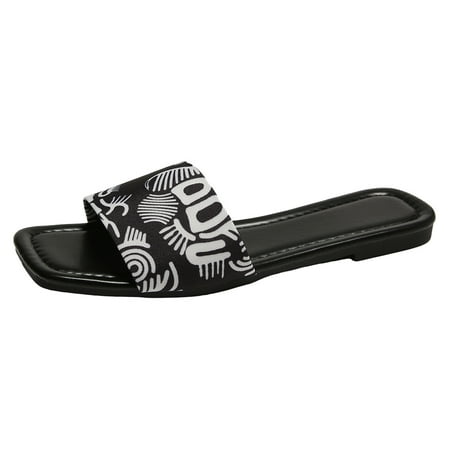 

DVKOVI Slide Sandals Women Womens Summer Flats Wide Width Sandals for Women Ladies Summer Casual Colourful Printed Butterfly Flat Bottom Beach Sandals Slippers White 41