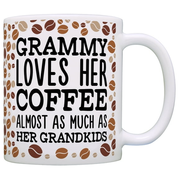 ThisWear Mothers Day Gifts for Grandma Grammy Loves Coffee and Grandkids 11 ounce Coffee Mug Coffee Bean