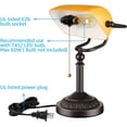 thumbnail image 3 of Traditional Bankers Lamp with Pull Chain Switch, Amber Glass Shade, Retro Bronze Base, UL Listed, E26 Base, 3 of 6