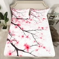thumbnail image 2 of jejeloiu Cherry Flowers Bloddom Bed Sheets,Rustic Plant King Sheets,White Pink Sheet Set For Kids,Super Cozy Room Decor,4-Piece, 2 of 7