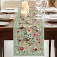 thumbnail image 3 of Sage Green Floral 90 Inch Table Runner, Spring Flowers Leaves Farmhouse Farmhouse Dresser Scarf Cotton & Linen Tablerunner for Dining/Kitchen Island/Holiday Party Décor 13" x 90", 3 of 9