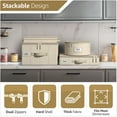 thumbnail image 2 of Sorbus Ensemble Robuste de Vaisselle en Porcelaine - Support à Coque Rigide pour Assiettes Rondes et Tasses - Ensemble de 5 Pcs, 12 Portions (Beige), 2 of 6