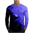 thumbnail image 2 of Aobny Cotton Work Shirts for Men Workout Blue Long Sleeve Shirts Crew Neck Pullover Men Graphic T Shirts,XXL, 2 of 5