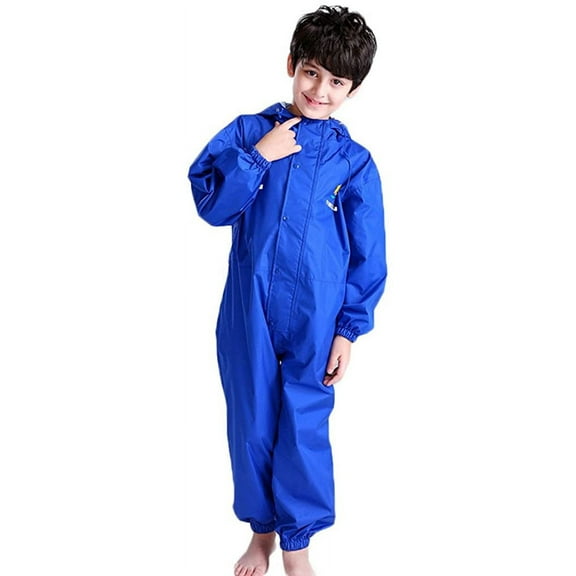 YOUI-GIFTS Kids Toddler Rain Suit Waterproof Coverall with Hood Baby One Piece Rainsuit Muddy Buddy Jumpsuit 2-12 Years