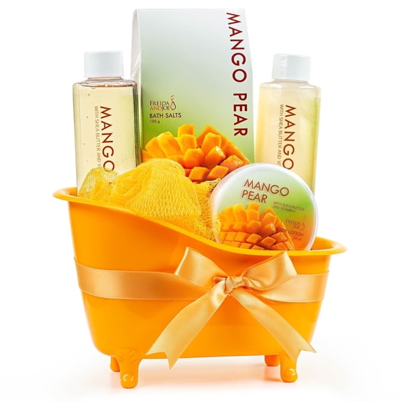 Freida & Joe Tropical Tangy Mango Pears Spa Bath Gift Set - Gift for Her Luxury Gift Baskets Valentines Gift