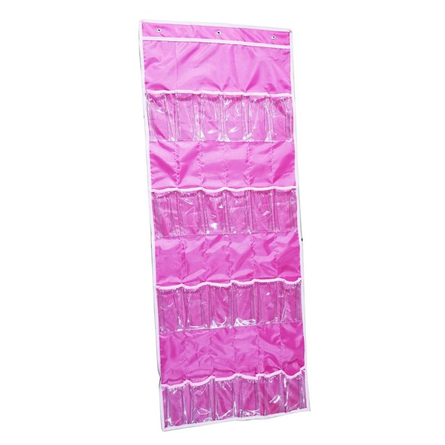 Tela Oxford para colgar animales de peluche, almacenamiento de 24 bolsillos, bolsa plegable de animales de peluche, organizador sobre la puerta para Rosado Gloria Organizador de almacenamiento