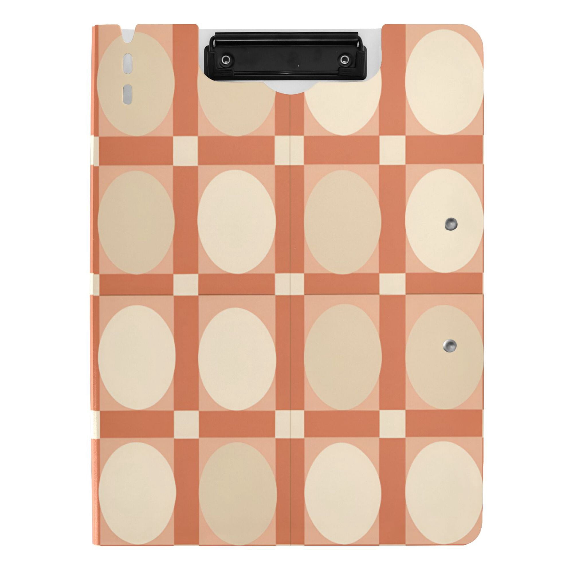 FORMRS A4 Clipboard Folder with Pen Holder Horizontal Foldable School Office Binder, Beige Geometric