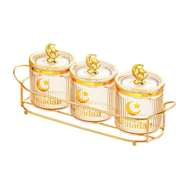 Frascos para dulces y bocadillos, frascos para nueces divididos, caja de almacenamiento de alimentos para decoración de bodas. Ámbar