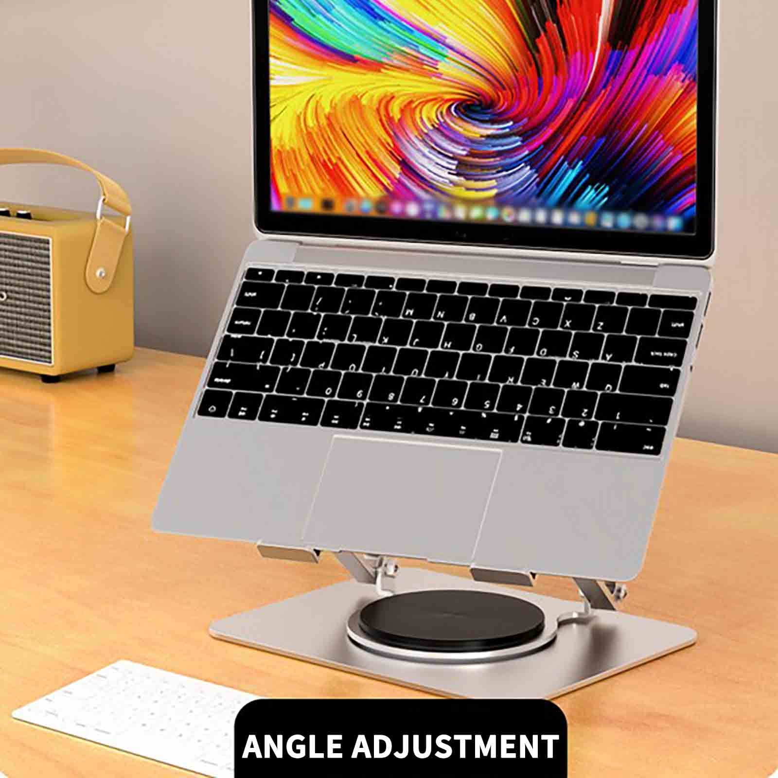 Silver Notebook Stand Aluminum Alloy Rotating Foldable For Laptop Silver Finish