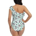 thumbnail image 5 of Sikiie Bears and Tropical Leaves Print Women One Piece Swimsuits Tummy Control One Shoulder Bathing Suits Ruffle Swimwear, From S to XXL-Large, 5 of 6