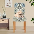 thumbnail image 4 of Yayeee 4 Pack Dining Chair Covers Stretch Parson Chairs Slipcovers Seat Protector, Blue Floral Pattern, 4 of 6