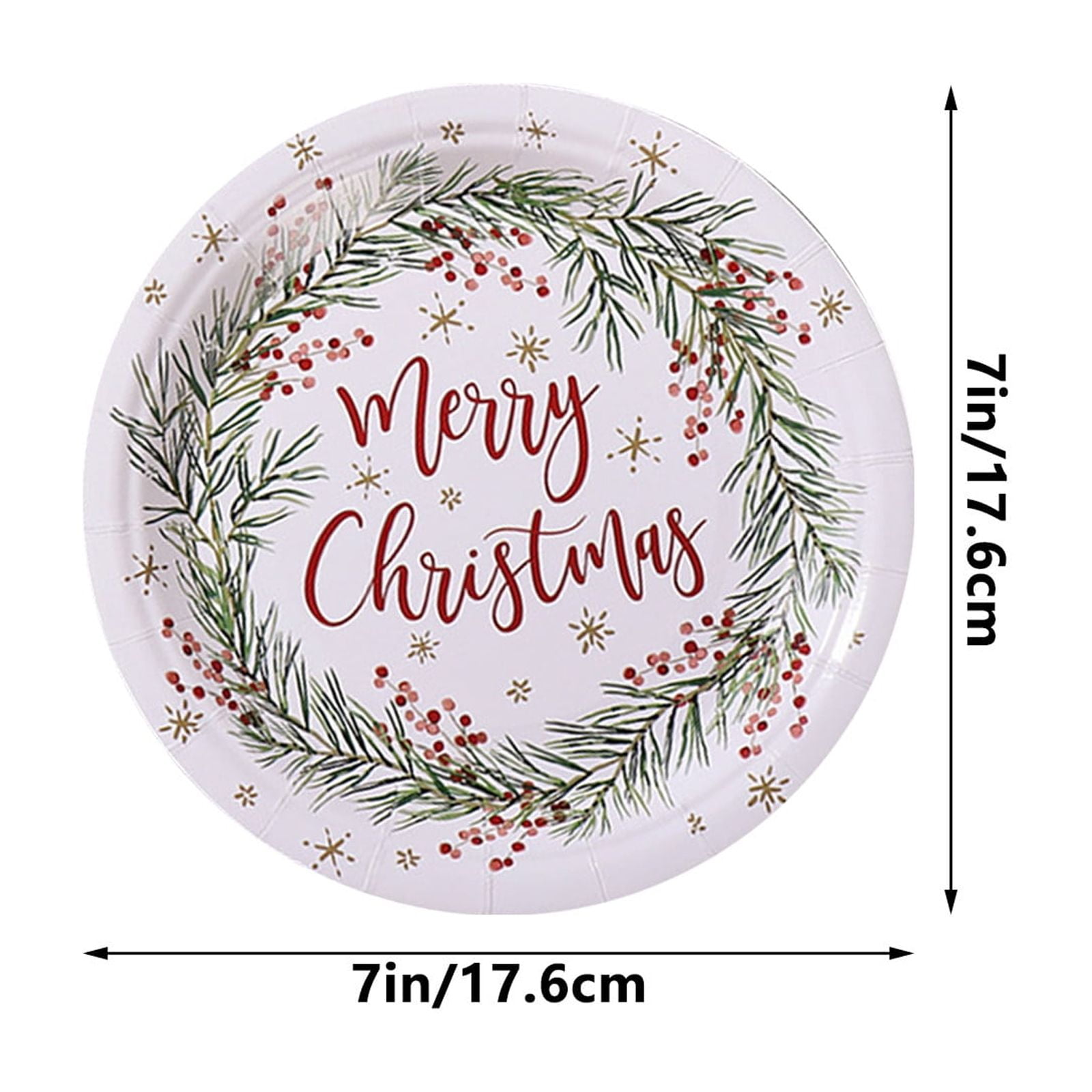 Luoshdecor Merry Christmas Plates,10Pcs-7in Tree Holiday Paper Plates Party Supplies Disposable Dinnerware for Christmas Holiday Celebration
